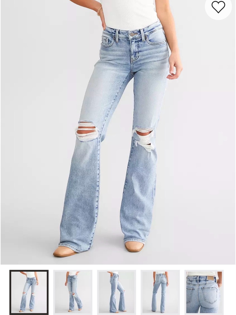 Buckle Light Blue Distressed Flare Jeans 29x30